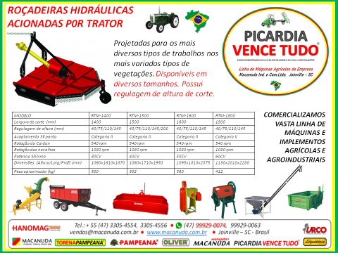 ROÇADEIRAS PARA TRATORES MÁQUINAS MACANUDA EM IPIRANGA DO NORTE MT